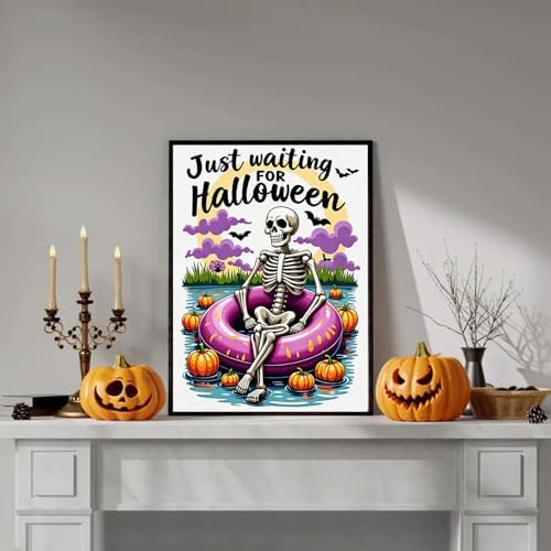 VeGuude Skull Diamond Painting Kits for Adults, Halloween Diamond Painting Kits for Beginner Skull Round 5D Full Drill Diamond Dots Crafts for Home Wall Decor Gifts 12x16 Inch