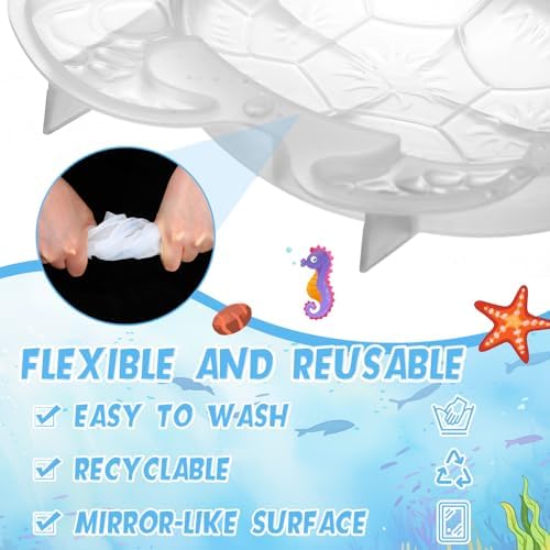 Qinyoung 4 Pcs Ocean Theme Resin Molds 3D Silicone Epoxy Resin | Seahorse Shells Starfish Octopus Molds Epoxy Casting for Art Crafts, Wall Decor, Beach Themed Projects, Summer Holiday Gifts