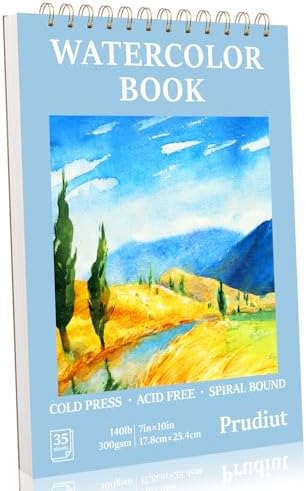 Watercolor Paper Pad 7x10 in, 35 Sheets, 140 Lb Cold Press, Spiral