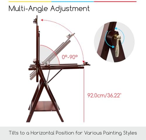 MEEDEN Large Studio Artist Easel: Heavy Duty H-Frame Easel for Painting | Wooden Artists Easel - Convertible Easel - Collapsible Floor Art Easel Stand for Adult, Craft, Office & Studio Deep Walnut