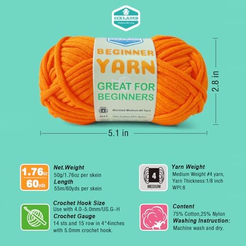 3 * 50g/1.76oz Yarn for Crocheting and Knitting, 3 * 60yds Beginner Yarn with Easy-to-See Stitches; Worsted-Weight Medium #4;Amigurumi-Friendly Crochet Kit(Blue+Orange+Purple)