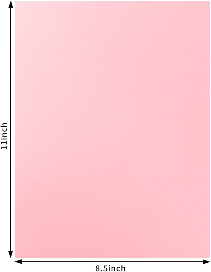 20 Sheets Blank Pink Thick Paper Cardstock, 8.5x11 inches