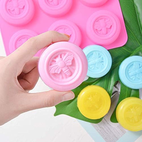 4 Pack Bumble Bee Silicone Molds, Honeybee Round Soap Molds for Soap Making, Bath Bomb, Beeswax, Jello, Lotion Bar, Homemade Soap, Resin, Chocolate Making Muffin Baking Tools