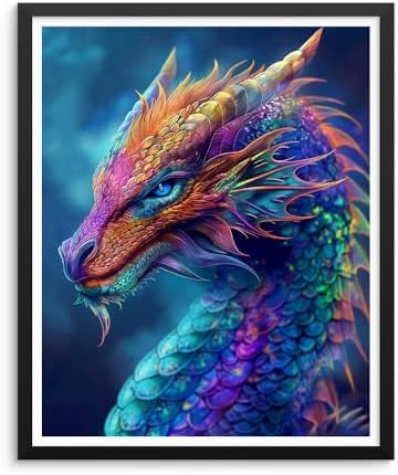 Natuyalo Paint by Numbers Kits for Adults Colorful Dragon Paint by Number for Adults Beginner Animal Drawing Paintwork with 3 Paintbrushes Acrylic Canvas Painting 16x20 Inch