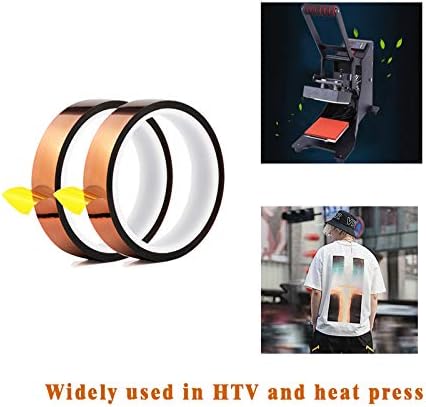 EQUTY BAYMERS 2 Rolls 13mm X 33m 108ft Heat Tape,Adhesive Heat Resistant/Transfer Tape, Heat Vinyl Thermal Sublimation Press Tape,No Residue,Electronics,Soldering,Protecting Circuit Board