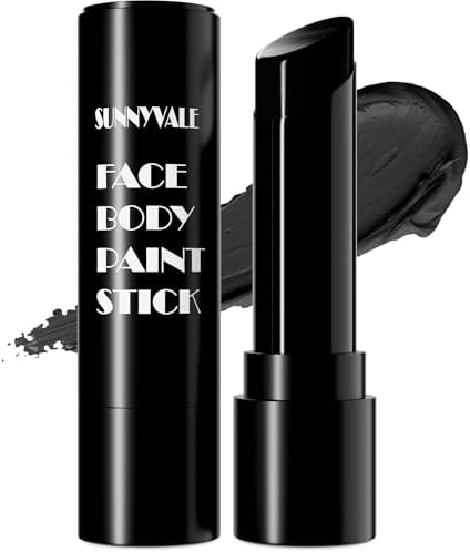 SUNNYVALE Halloween Clown Black Face Body Paint Stick Cream, Eye Black for Adults Softball Baseball Football Sport, Non-Toxic Hypoallergenic Eyeblack Foundation Makeup for Skeleton Cosplay Costume