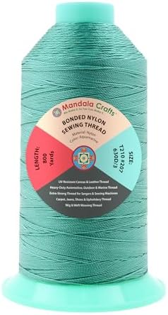Mandala Crafts Size 207 630D T210 Aquamarine Bonded Nylon Thread, 800 YDs