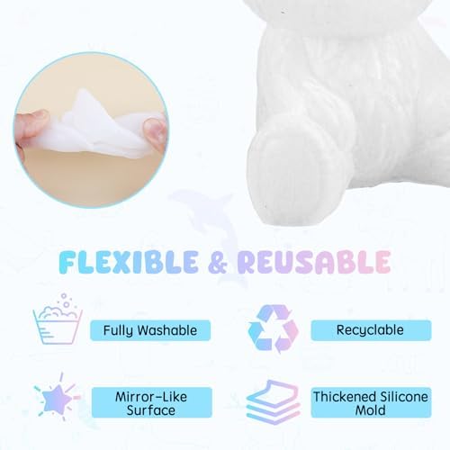 2 Pack Animal Silicone Molds, Bear Resin Molds with Realistic Snail Shapes, 3D Lifelike Candle Mold Fondant Chocolate Candy Candle Soap Molds Cake Home Decoration DIY Crafts (Bear)