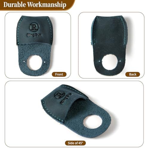 Ringsun Thumb Guard Wood Carving Tools, Leather Finger Protector, Handmade Carpenter Working Carving Kit Accessories, Blue