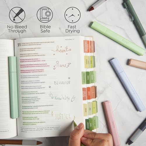 BLIEVE - Aesthetic Highlighters and Gel Pens With Soft Ink and Chisel Tip, Bible Highlighters and Pens No Bleed, Dry Fast Easy to Hold, for Bible Journaling Planner School Supplies (EARTHY)
