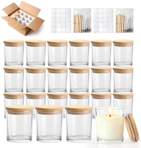 24-Pack 7oz Glass Candle Jars for Making Candles Bulk -Clear