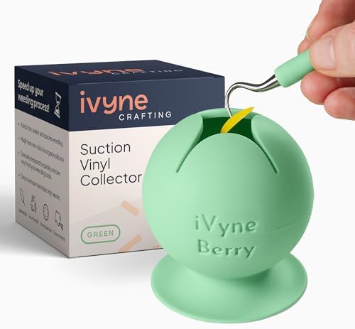 iVyne Berry Suctioned Vinyl Weeding Scrap Collector | Versatile Multi-Surface Suction & Anti-Spill Vinyl Scrap Collector w/Soft and Flexible Silicone to Protect your Weeding Tools | Green, 1 Pack