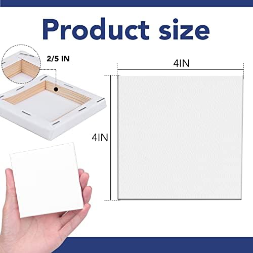 ESRICH Mini Stretched Canvas 12 Pack 4x4inch, 2/5''Profile Art Primed Canvases for Painting, 100% Cotton Small Professional Stretched Canvas for Kids and Art Supplies,for Acrylics,Oils&Other Painting.