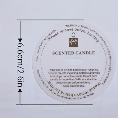 Round Candle Warning Safety Stickers,Labels with Burning Instructions