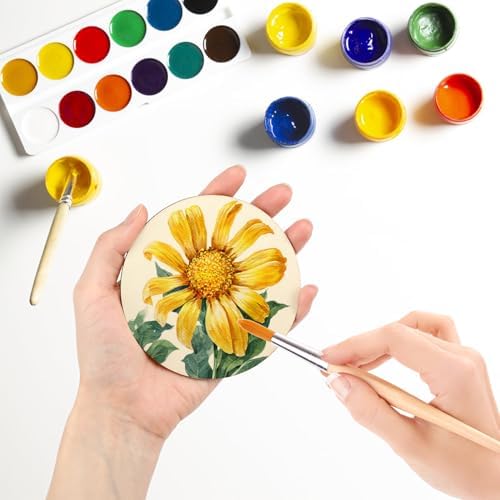 Blisstime Unfinished Wood Circles for Crafts, Wood Rounds for Crafts, Round Discs for Painting, Writing, DIY Supplies, Engraving and Carving, Home Decorations (4" 36 Pcs)