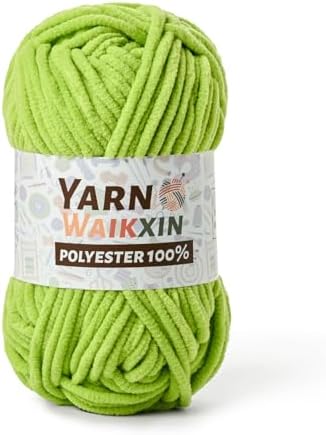 Lime Green Soft Chenille Yarn for Crocheting, Fluffy Chunky Crochet Yarn for Baby Blanket, (3.52oz/131yds) Fuzzy Velvet Yarn for Amigurumi&DIY Puzzle、Crafts、Scarf