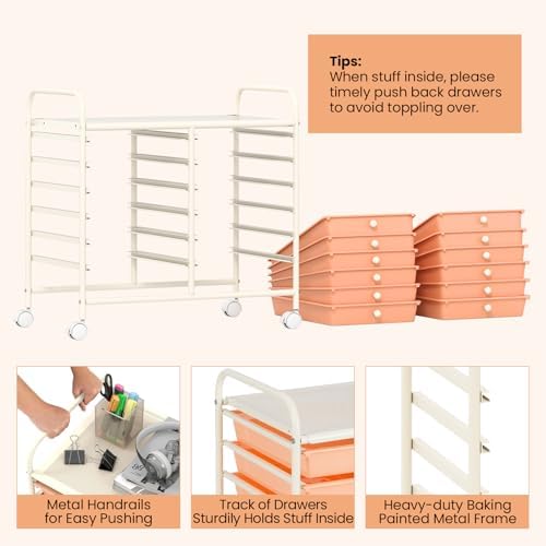 COSTWAY 12-Drawer Rolling Storage Cart, Utility Storage Organizer Cart