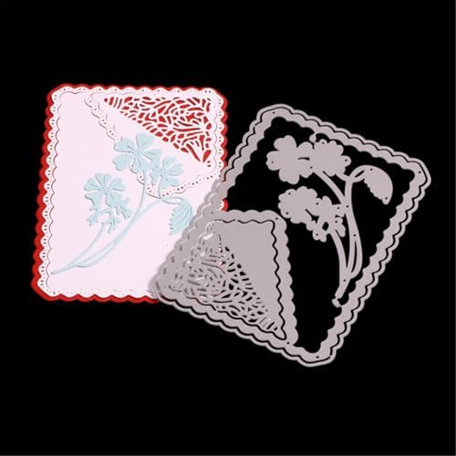 Scrapbooking Die-Cuts for Card Making, Christmas Metal Cutting Dies, Paper Craft Punch Template, Background Embossing Stencils, DIY Album Décor (Branches Lace Frame-11.4x8.1cm)