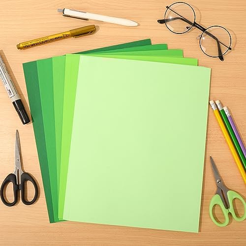 Whaline 50 Sheets 8.5 x 11 Inch Assorted Green Colored Card Stock Paper 5 Assorted Colors Solid Core Crafts Scrapbook Paper for Print DIY Arts Crafts Making Christmas School Office Home Supplies, 65lb