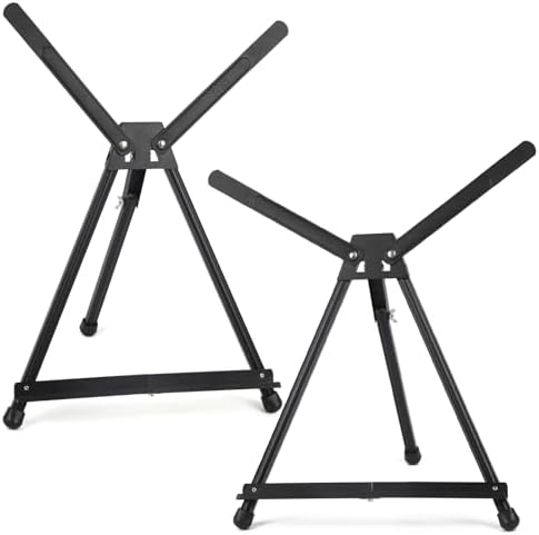 Falling in Art 2 Pack 15" to 21" Tabletop Easel for Painting &Display | Black Aluminum Tripod with Rubber Feet, Holds Canvas, Paintings, Books, Photos, Signs