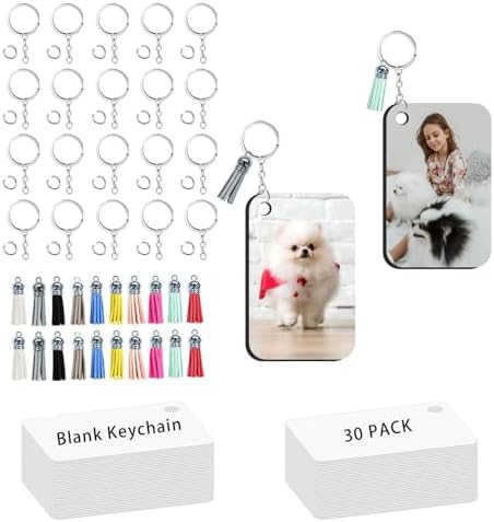 UJL 120pcs Sublimation Blanks Keychains Double Side Rectangle Blank Keychains With Tassels For Sublimation Keychain Blanks
