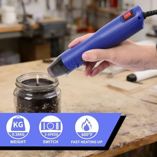 Heat Gun for Crafting, 110V 350W Handed Hot Air Gun (Blue) | 3.28FT Ultra-Long Cable Portable Heat Gun with Stand for Shrinking Wrapping PVC, DIY Embossing and Drying Paint