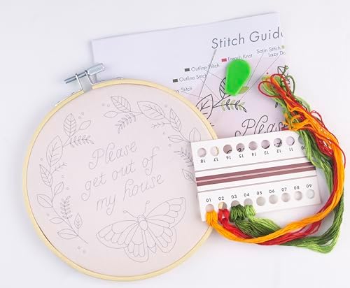 FUNATIC Please Get Out of My House Funny Embroidery Kit for Adults