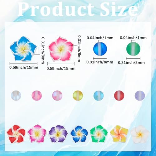 SUNNYCLUE 1 Box 150Pcs 6 Sets Flower Bracelet Making Kit Plumeria Flowers Beads with 10m Crystal String Summer Hawaii Ocean Beach Moonstone Beads for Jewelry Making Adults Supplies Adults Beginner