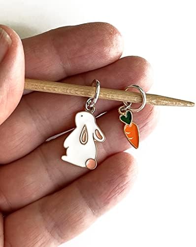 Bunny & Carrot Stitch Markers for Knitting, Snag-Free