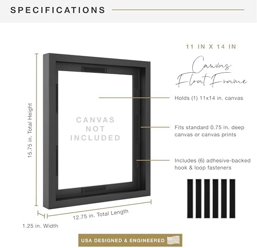 MCS Canvas Float Frame, 11x14, Black, 1-Pack