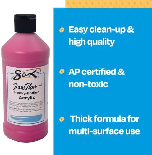 Sax Heavy Body Acrylic Paint for School and Arts and Crafts Use, Magenta, 1 Quart