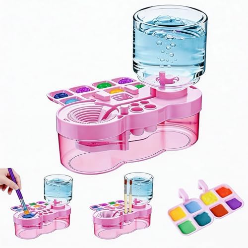 Paint Brush Cleaner Tool - Brush Washer Painting Station, Paintbrush Cleaners Water Dispenser Circulation, Art Acrylic Cleaning Watercolor Rinser for Kids Adult Artist