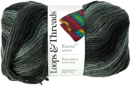 Loops & Threads Facets Yarn - Yarn for Knitting, Crochet, Weaving, and Arts & Crafts - Storm, Acrylic, 3.5 oz