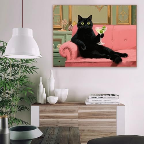 pchmcu Black Cat Paint by Numbers Kit for Adults Beginner,Cat Lying on the Sofa Adult Paint by Number Kits on Canvas,Easy Canvas Paint by Numbers for Adults for Home Wall Decoration 16 X 20 inch