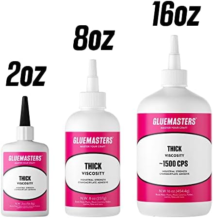 Professional Grade Cyanoacrylate (CA) Super Glue by GLUE MASTERS - Extra Large 8 OZ (226-gram) Bottle with Protective Cap - Thick Viscosity Adhesive for Plastic, Wood & DIY Crafts