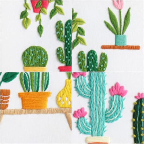 Louise Maelys 3 Pack Cactus Embroidery Kit for Beginners Plant DIY