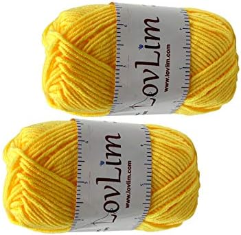 Yarn Pack, 2 skeins of 50g Each, Soft Cotton Yarn for Crochet and Knitting, Craft DK Amigurumi Yarn (Yellow)