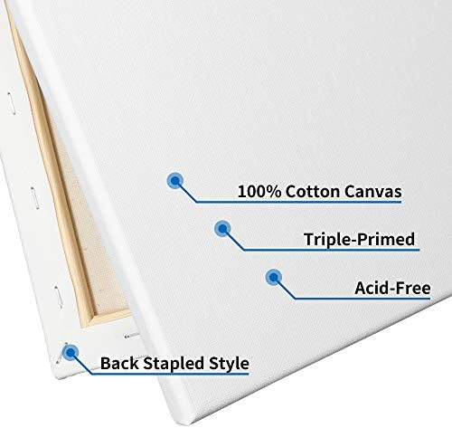 FIXSMITH Stretched White Blank Canvas- 5x7 Inch,6 Pack,Primed,100% Cotton,5/8 Inch Profile of Economy Value Pack for Acrylics,Oils & Other Painting Media.