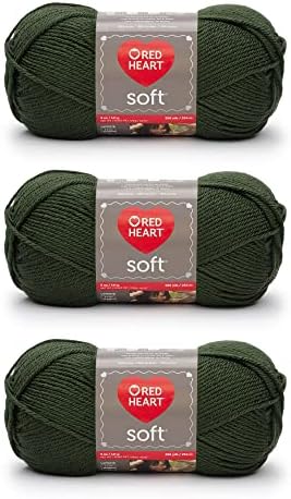 Red Heart Soft Yarn for Crocheting and Knitting, Dark Leaf, 3-Pack