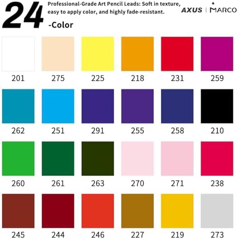 24 Thick Core Oil-Based Colored Pencils, Pastel Pencils