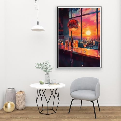 Canrichshop Vintage Cocktail Paint by Number for Adults,Paint by Numbers for Adults on Canvas Unframed,DIY Acrylic Painting by Numbers for Beginners,Easy Painting Kits for Decor 16x20inch
