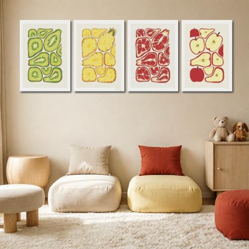 DOTSOPS 4Pcs Fruit Slices Diamond Painting Kits for Adults Round Full Drill