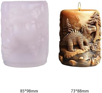 Dragon Dinosaur Animal Cylinder Molds Silicone Wave Spiral Candle Mold - Silicone Resin Casting Molds for Candle & Resin & Soap Craft Supplies