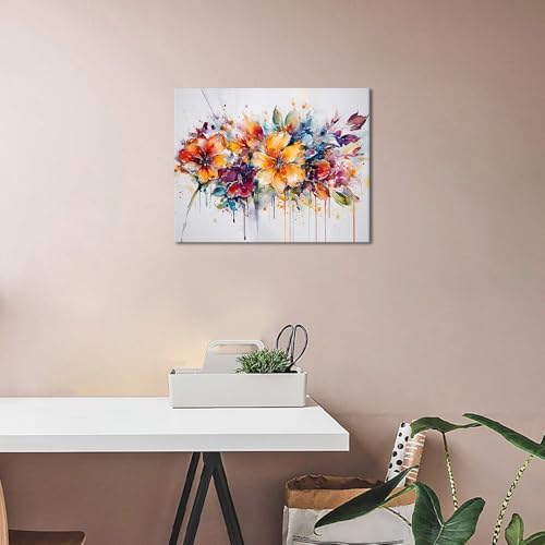 TUMOVO Flowers Paint Number Kits - Abstract DIY Painting for Adults - Colorful Flower Paint-by-Numbers Kits - 16"x20", Framed
