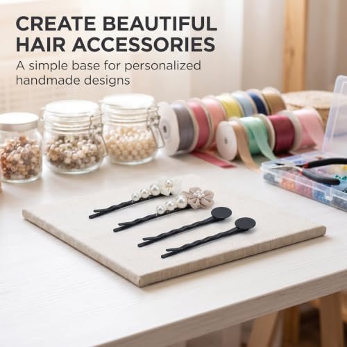 50 Pcs Hair Bobby Pins Hair Clips with Blank Round Tray Hair Pins Hairpin Cabochons Bases Hair Styling Pins for DIY Crafts Hair Accessories（Black）