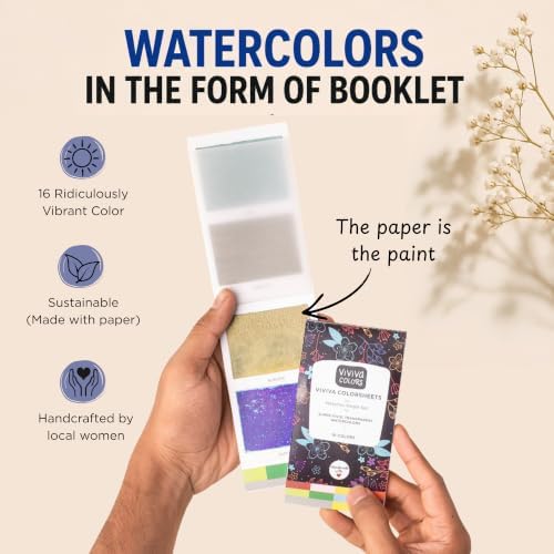 Viviva Travel Watercolor Sheets - Metallic 10 Colors, Portable Paint Set