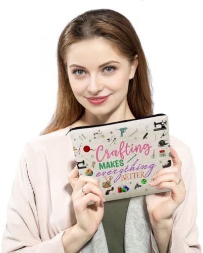 Crafting Print Canvas Cosmetic Bag