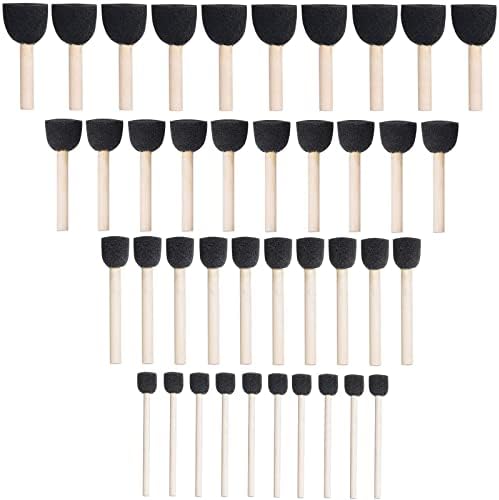 WAFJAMF 40 Pcs Round Sponges Brush Set 4 Sizes DIY Painting Tools Black
