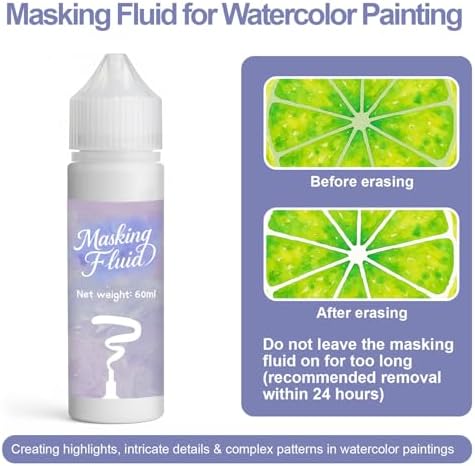 1DFAUL 60ml Masking Fluid for Art Watercolor Painting, Easy Peel-Off(White)