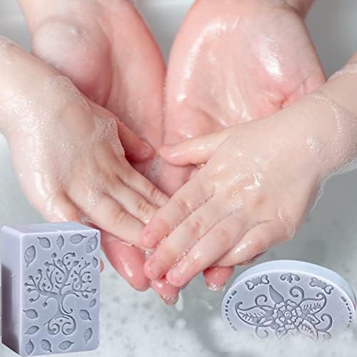 Soap Molds Silicone, 3D Rectangle & Oval Flower Pattern Mold, Set of 2 | Non-stick Mixed Flower Patterns Soap Making Mold for Handmade Craft Soap DIY Candle Polymer Clay Design Lotion Bars
